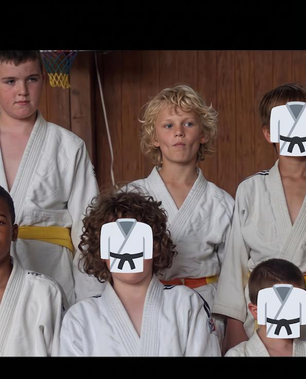 Marceau as a kid at judo, the scrawniest in the group