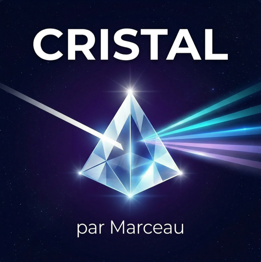 Cristal Show podcast cover — crystal pyramid with prismatic light