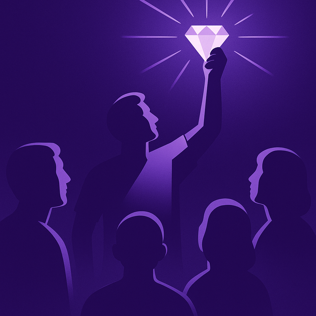 Shining diamond radiating, authority established