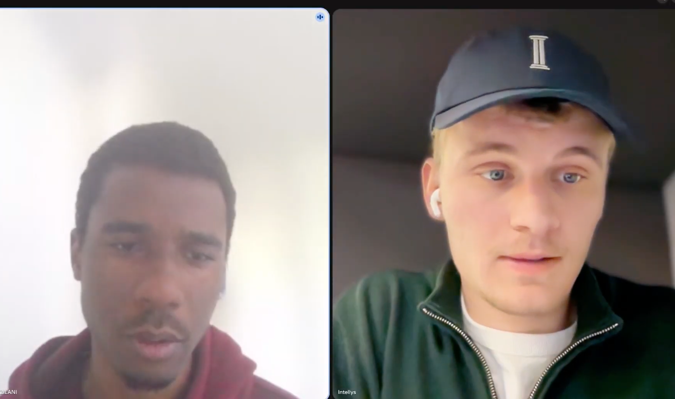 Screenshot of a call between Marceau and Daniel